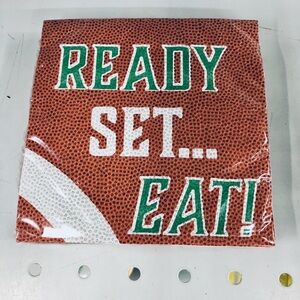 🏈$2🏈 NEW Paper Napkins Football Themed READY SET... EAT 16ct Brown Green